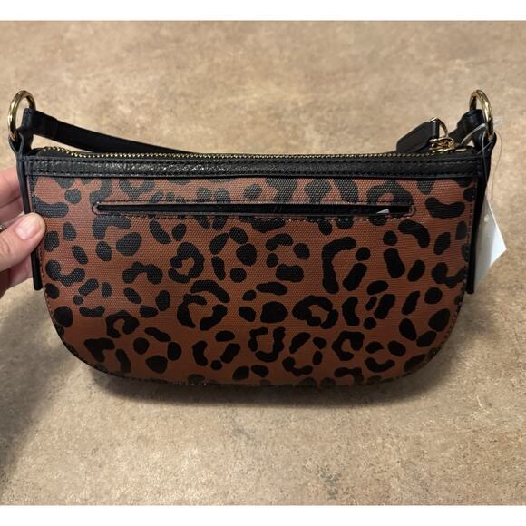 Fossil Jolie Leather Small Crossbody Purse Leopard Print Brown - Picture 7 of 14